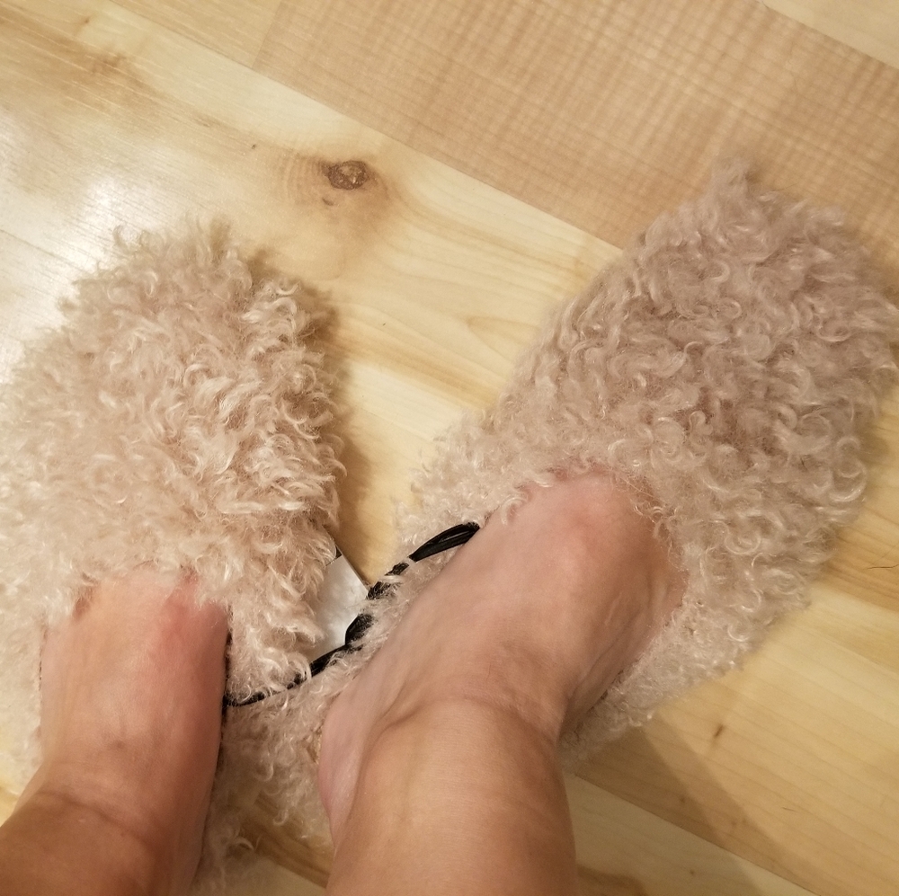 Zara shearling mules, size 7 1/2
